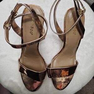 BAMBOO Rose Gold Strappy Heels